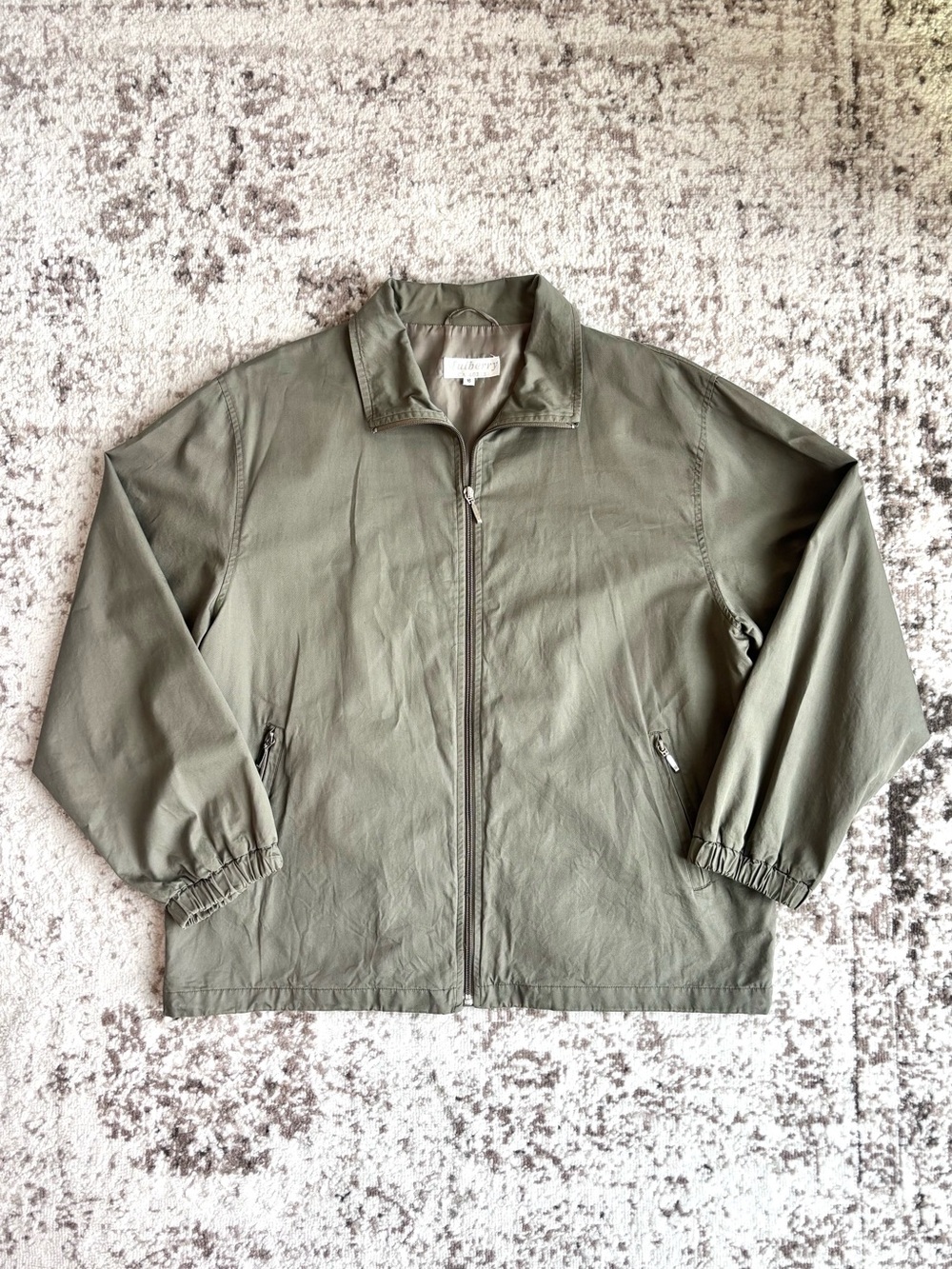 Vintage Mulberry 90s Unisex 100% Cotton Zip-up Windbreaker Olive Green Jacket